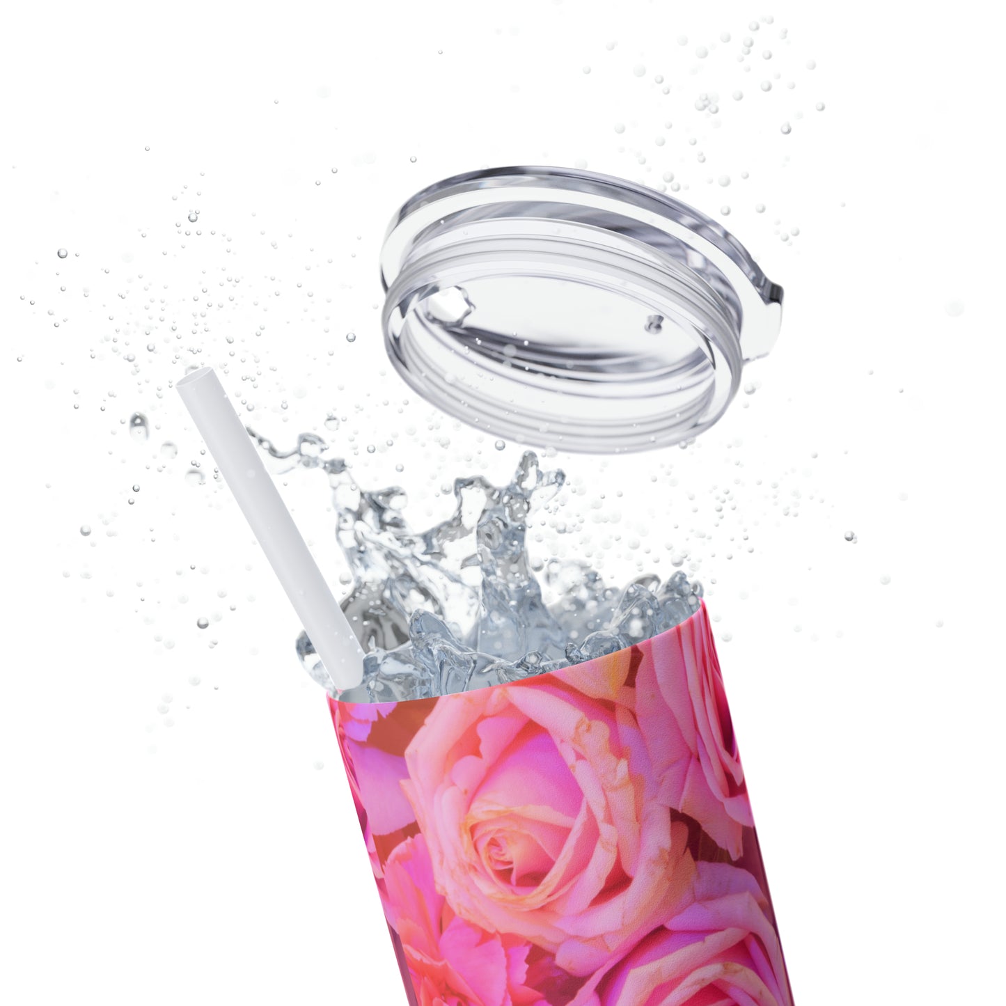 Floral Skinny Tumbler with Straw, 20oz