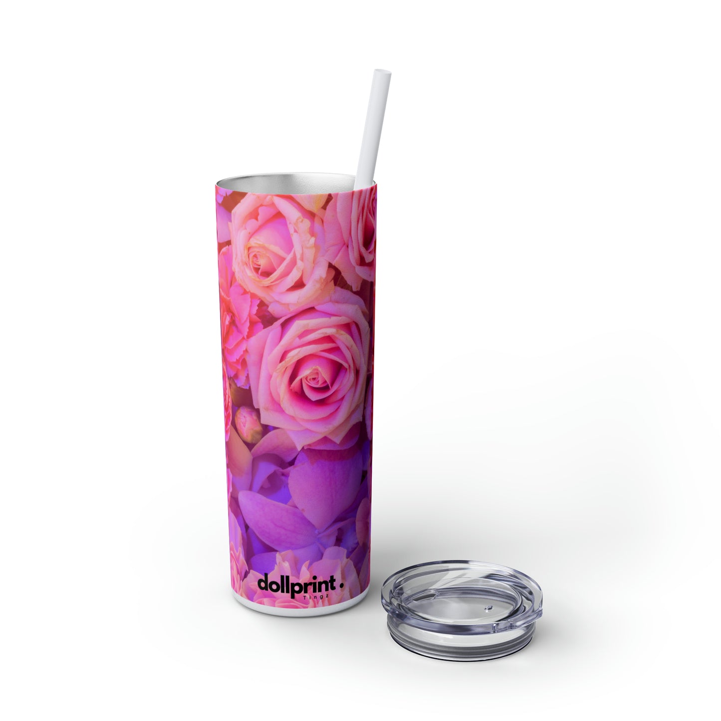 Floral Skinny Tumbler with Straw, 20oz