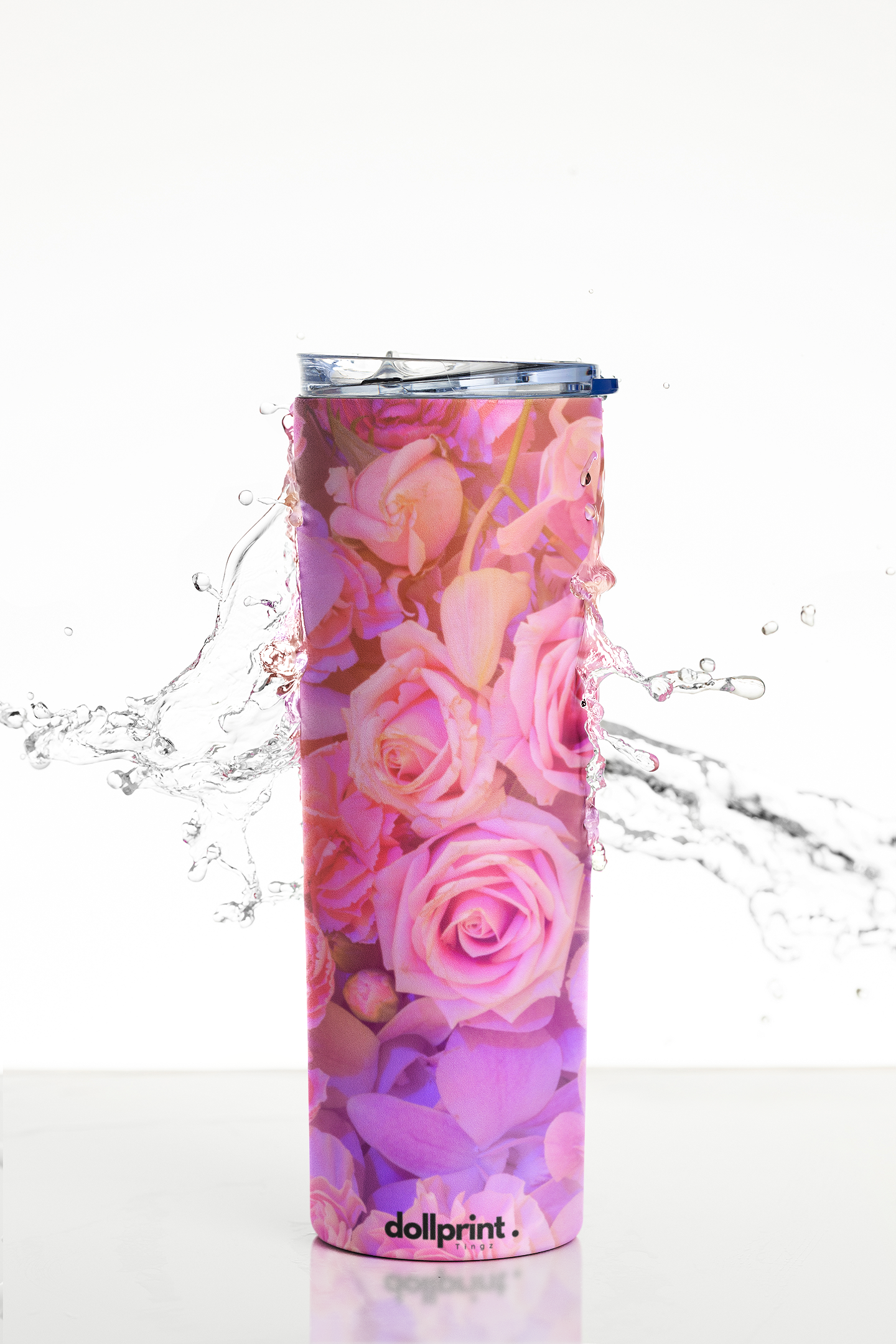 Floral Skinny Tumbler with Straw, 20oz